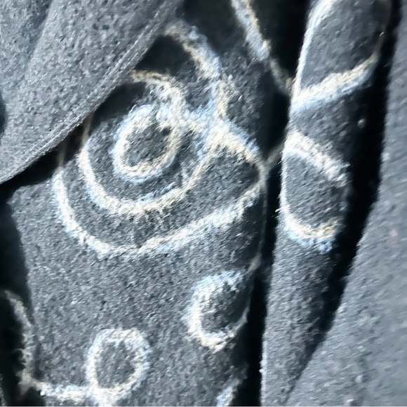 Vintage Carole Little Boiled Wool Cardigan Jacket Black- Yellow Blue White Swirl - Picture 6 of 16